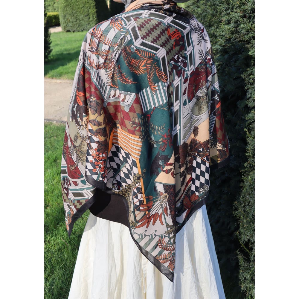 140*140 AVLU DESEN EŞARP/OMUZ ŞALI HAKİ