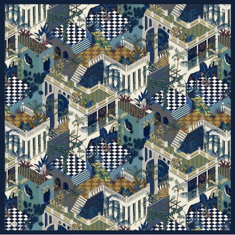 140*140 AVLU DESEN EŞARP/OMUZ ŞALI LACİVERT