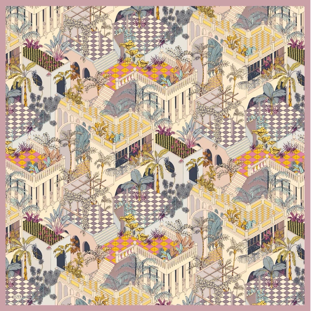 140*140 AVLU DESEN EŞARP/OMUZ ŞALI SOFT PEMBE