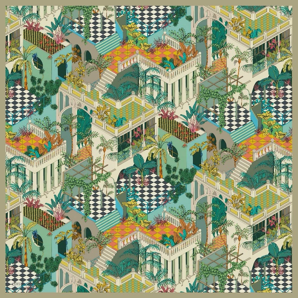 140*140 AVLU DESEN EŞARP/OMUZ ŞALI SOFT YEŞİL