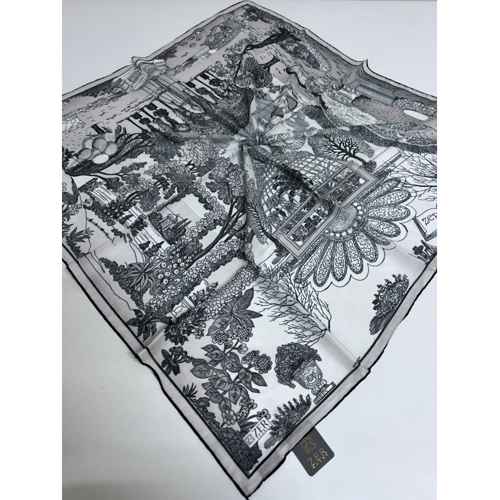 96*96 GARDEN DESEN EŞARP SİYAH