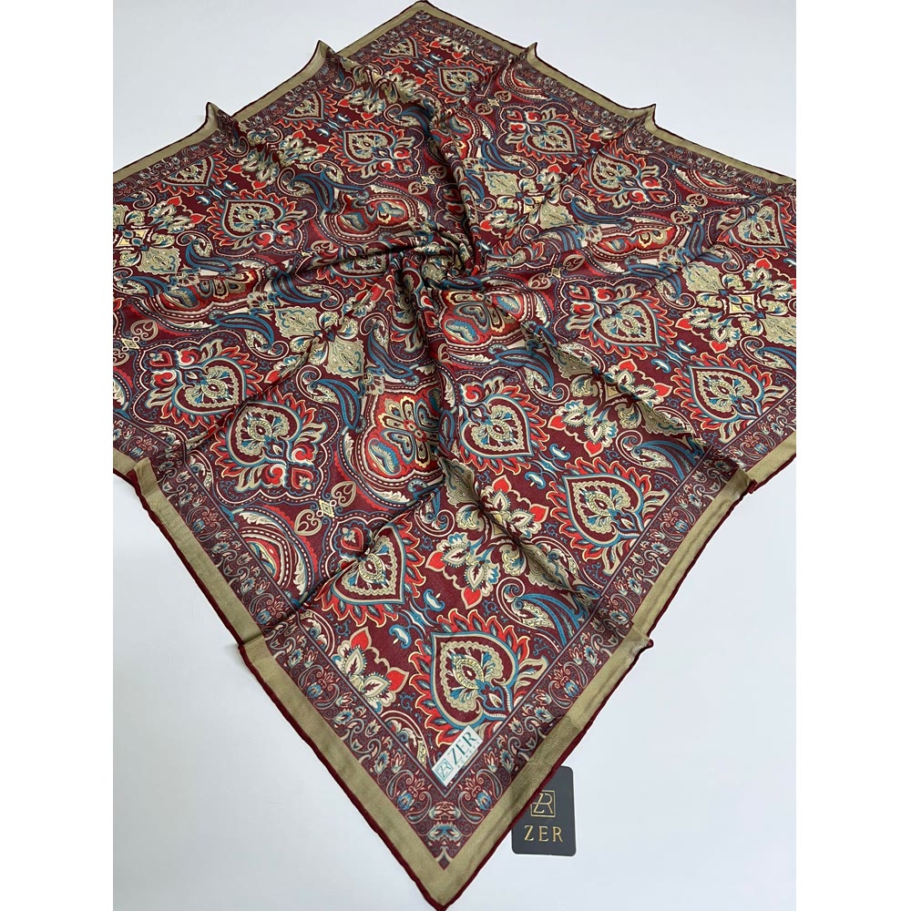 ETNİK DESEN EŞARP BORDO 