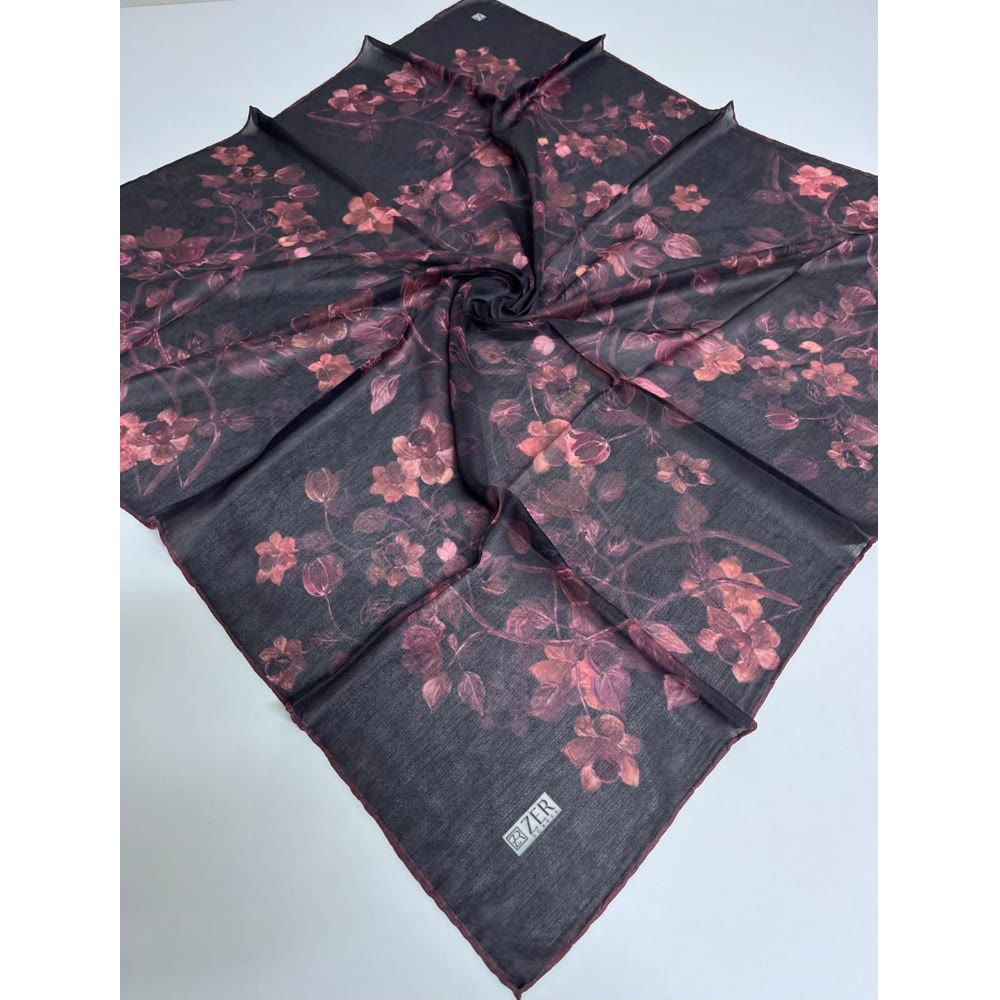 HAZE EŞARP SİYAH-PEMBE ÇİÇEK