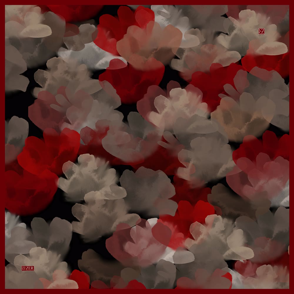 PASTEL BLOOM EŞARP SİYAH BORDO 