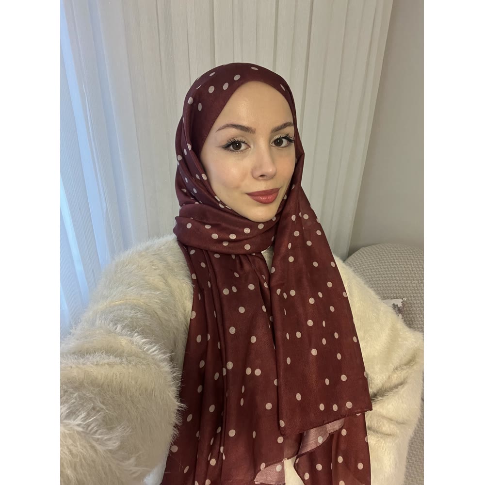 POLKA DOTS DESENLİ ŞAL BORDO 