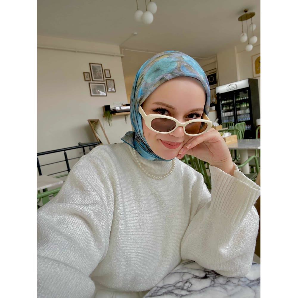 PURE ORGANIC EŞARP MAVİ