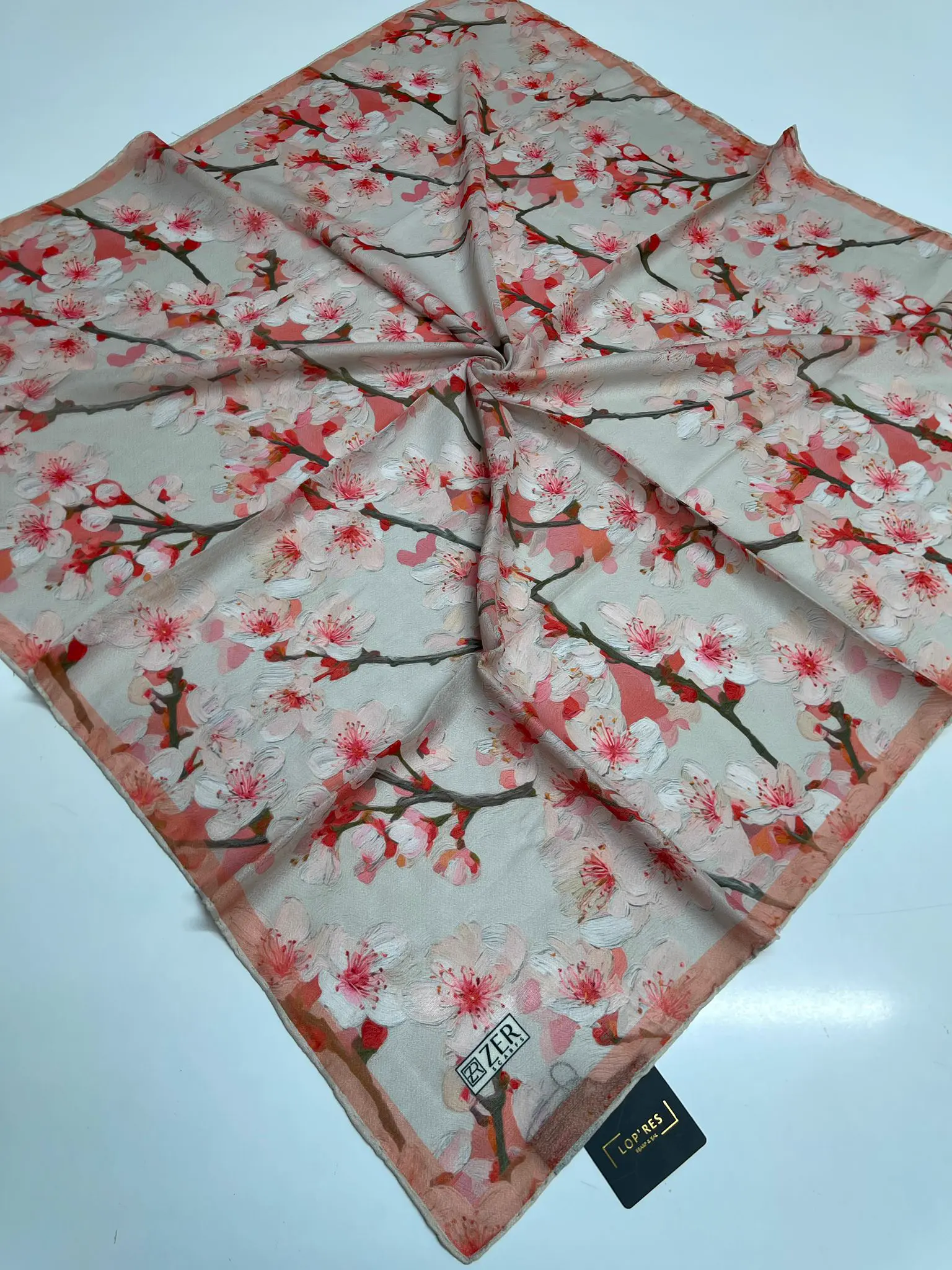 FLOWER GARDEN DESEN EŞARP PASTEL KIRMIZI