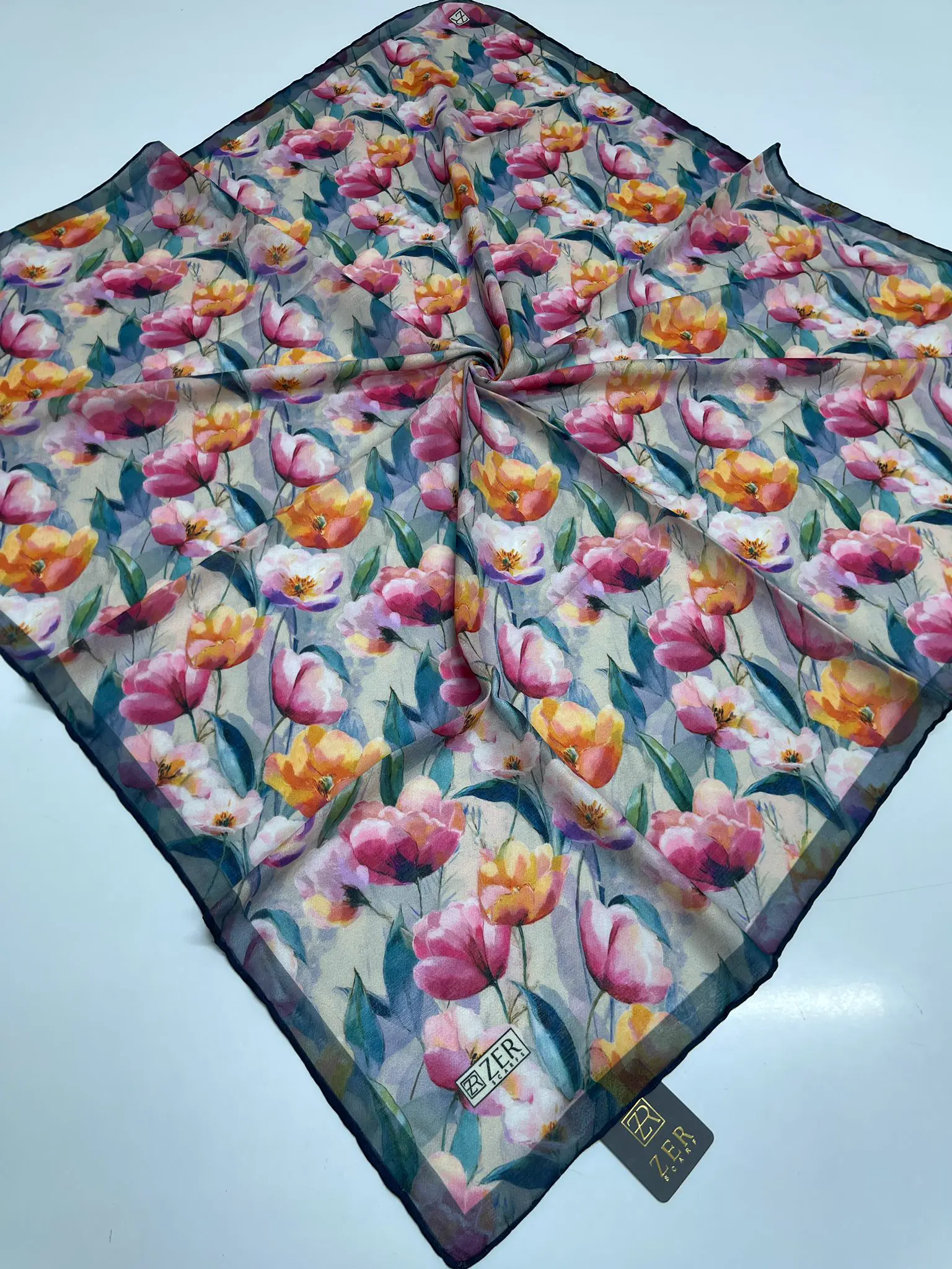 FLOWER GARDEN DESEN EŞARP GÜL PEMBE