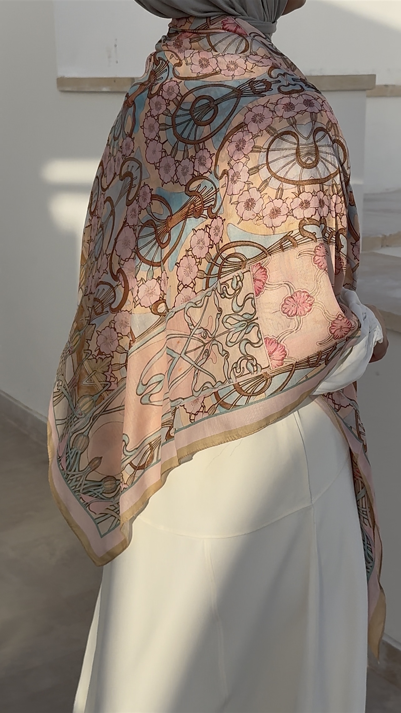 140*140 HARMONY DESEN EŞARP/OMUZ ŞALI SOFT PEMBE