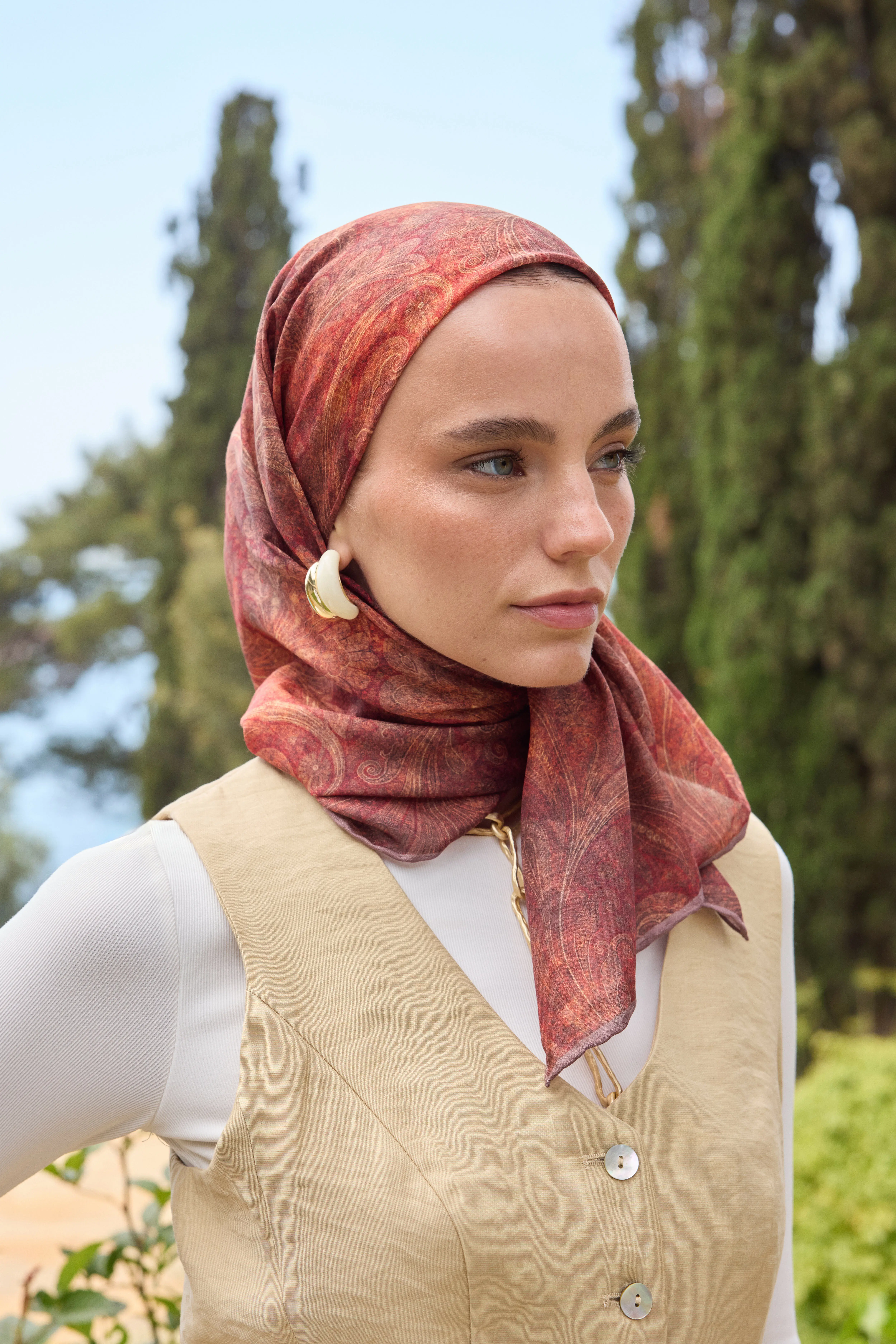 PAISLEY DESEN EŞARP KIZIL