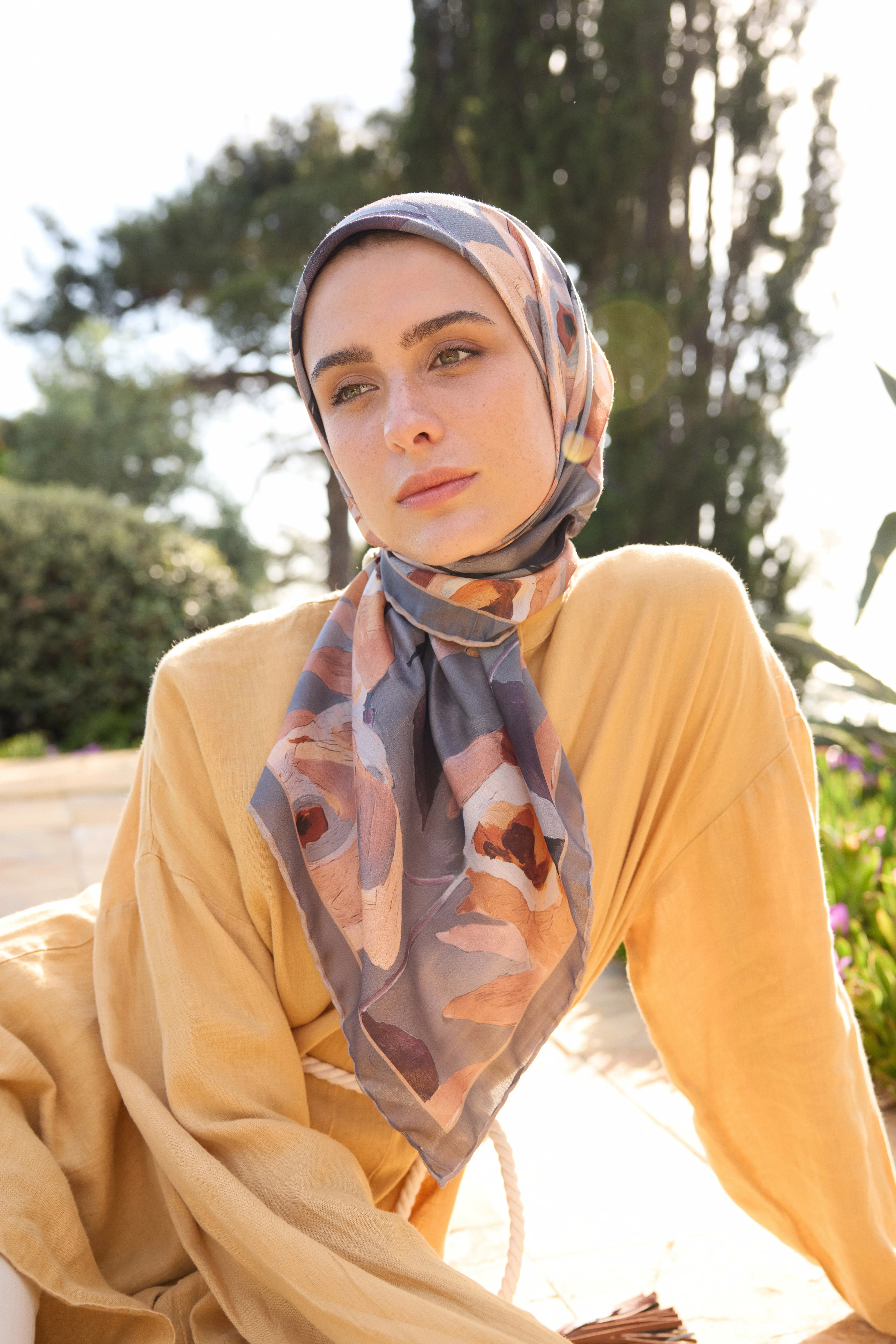 VIOLET DESEN EŞARP LAVANTA GRİ