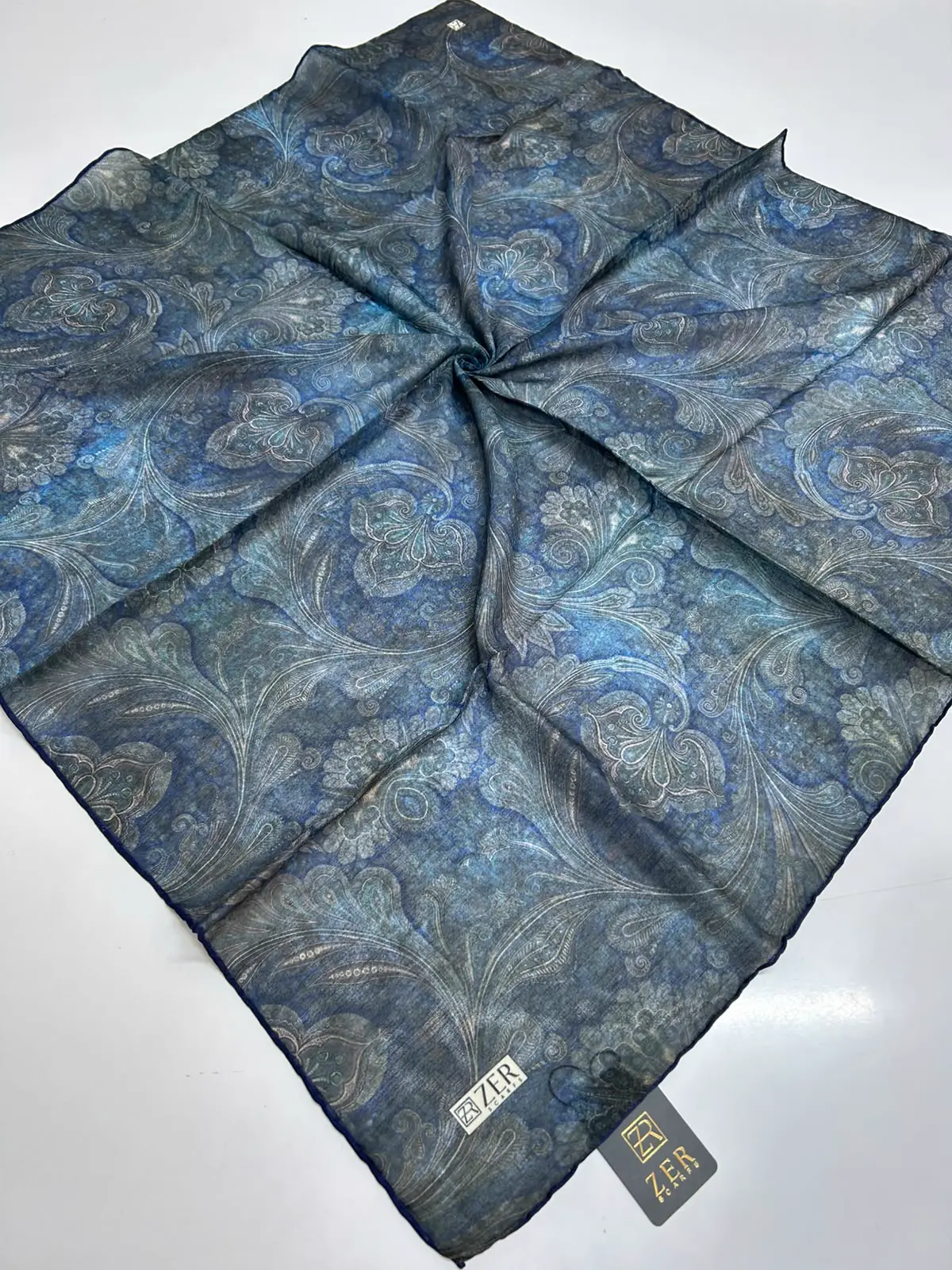 PAISLEY DESEN EŞARP ÇELİK MAVİ