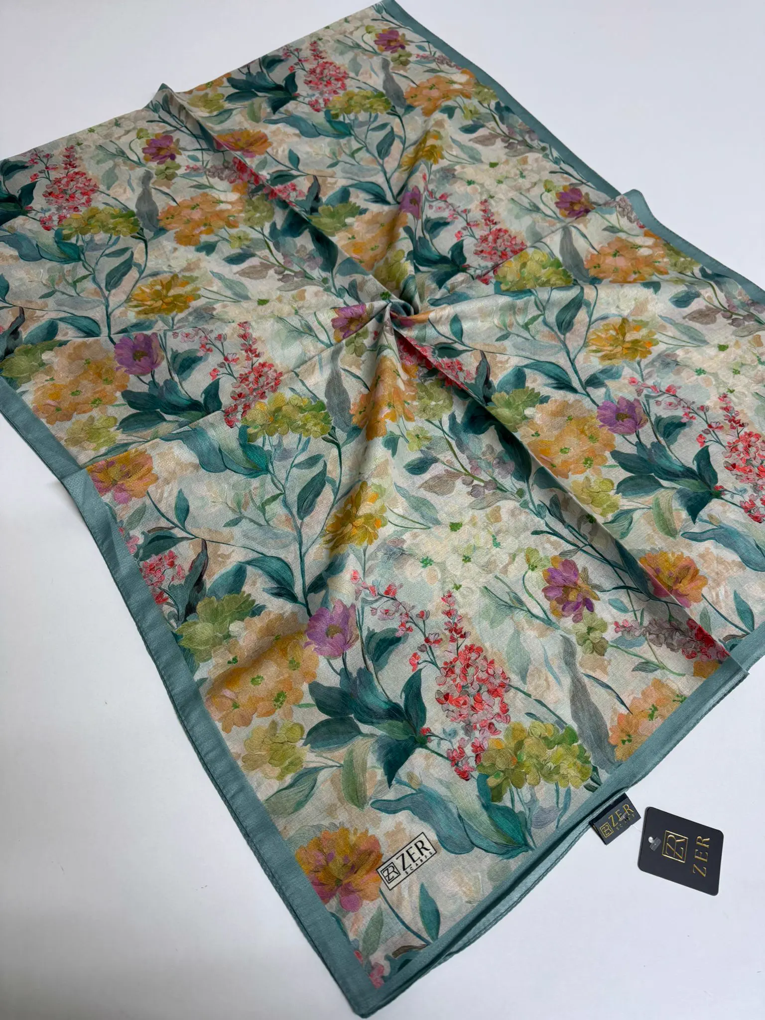 BOTANİK DESEN ŞAL BABY BLUE