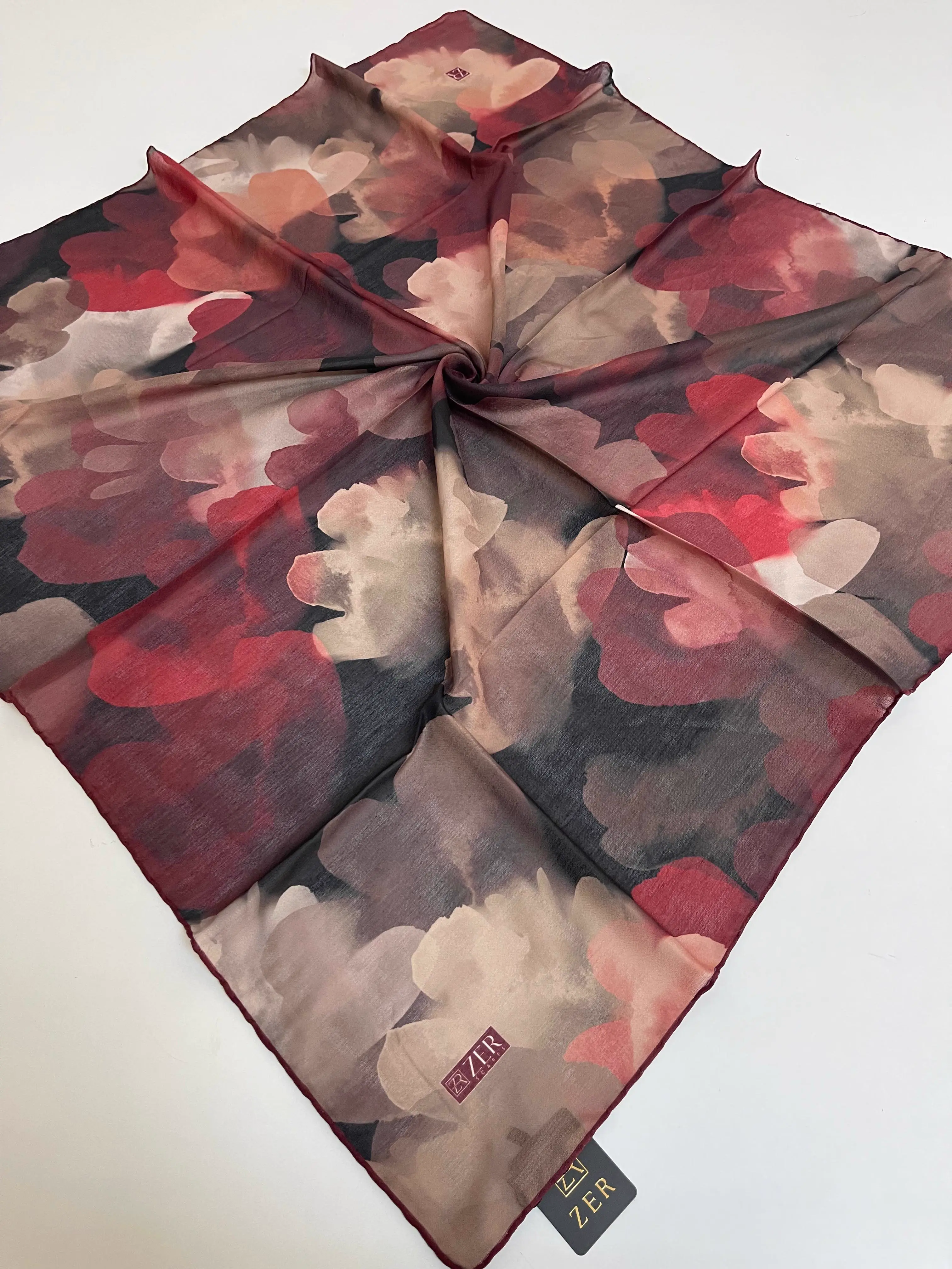 PASTEL BLOOM EŞARP SİYAH BORDO