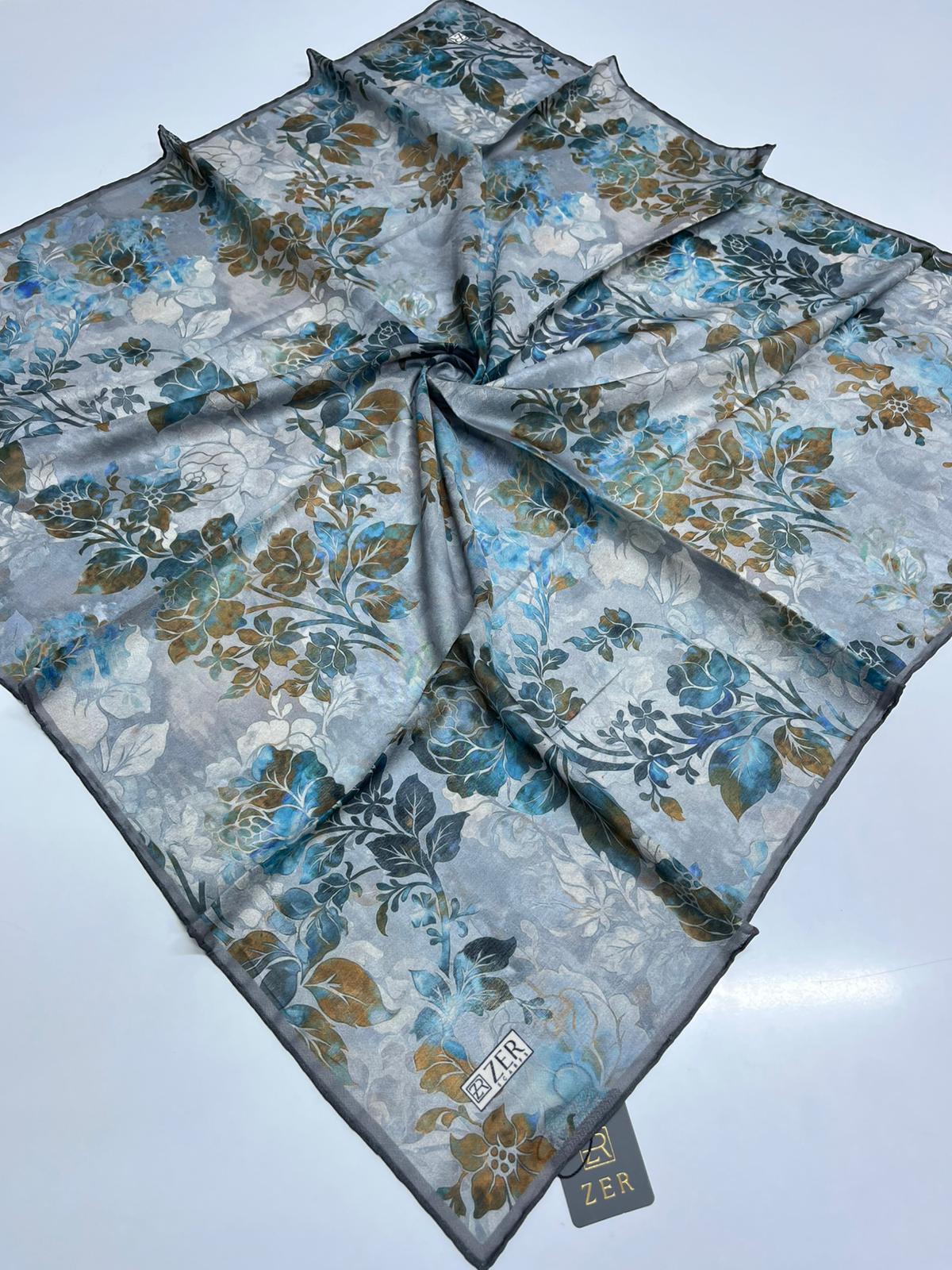 BLOOMY DESEN EŞARP BUZ GRİ