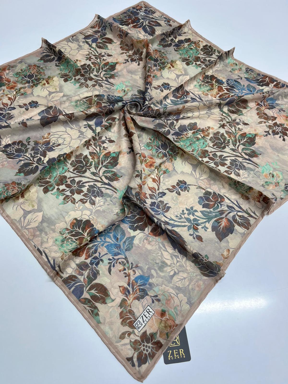 BLOOMY DESEN EŞARP VİZON