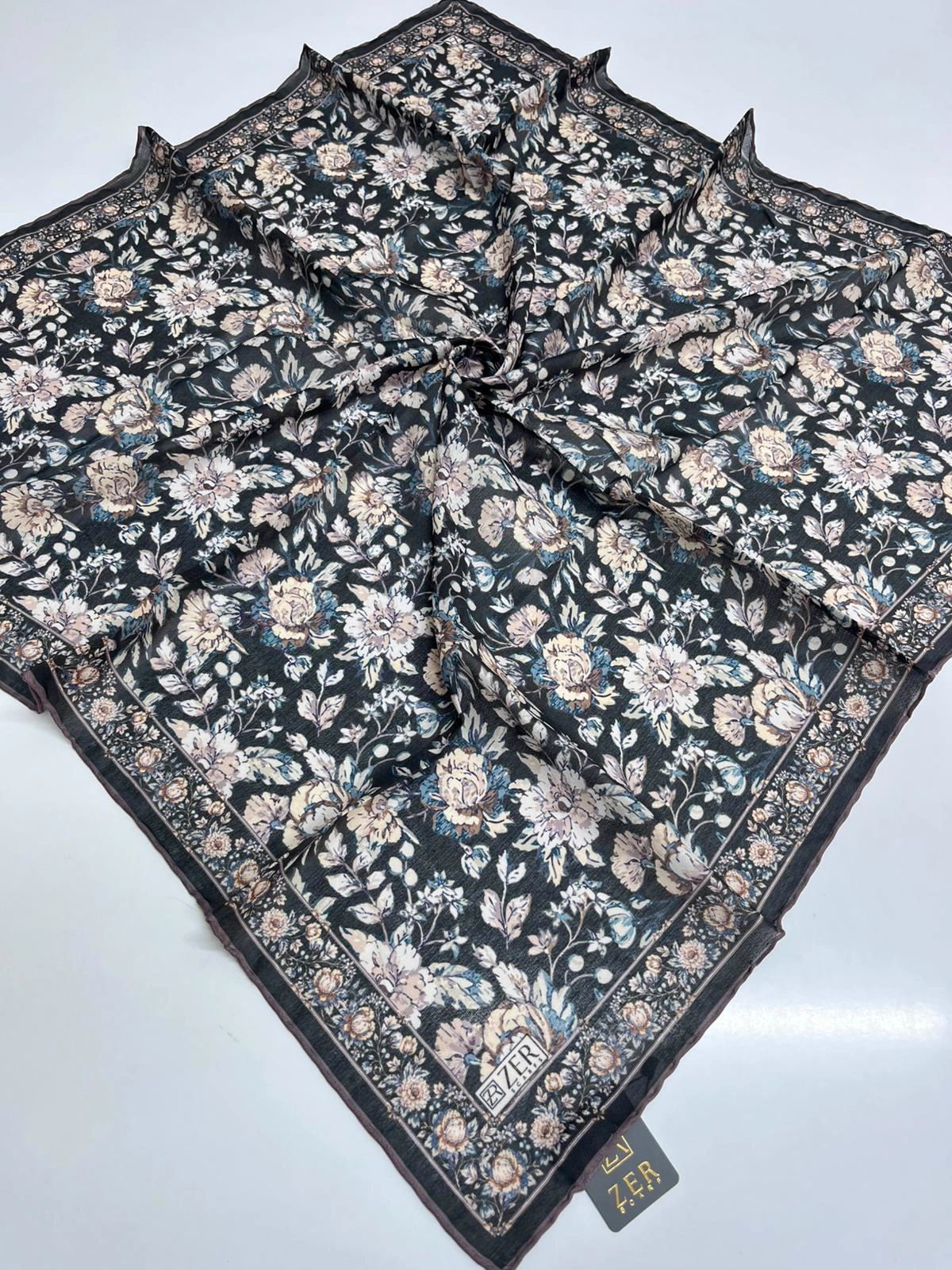 ETHNIC BLOOM DESEN EŞARP SİYAH