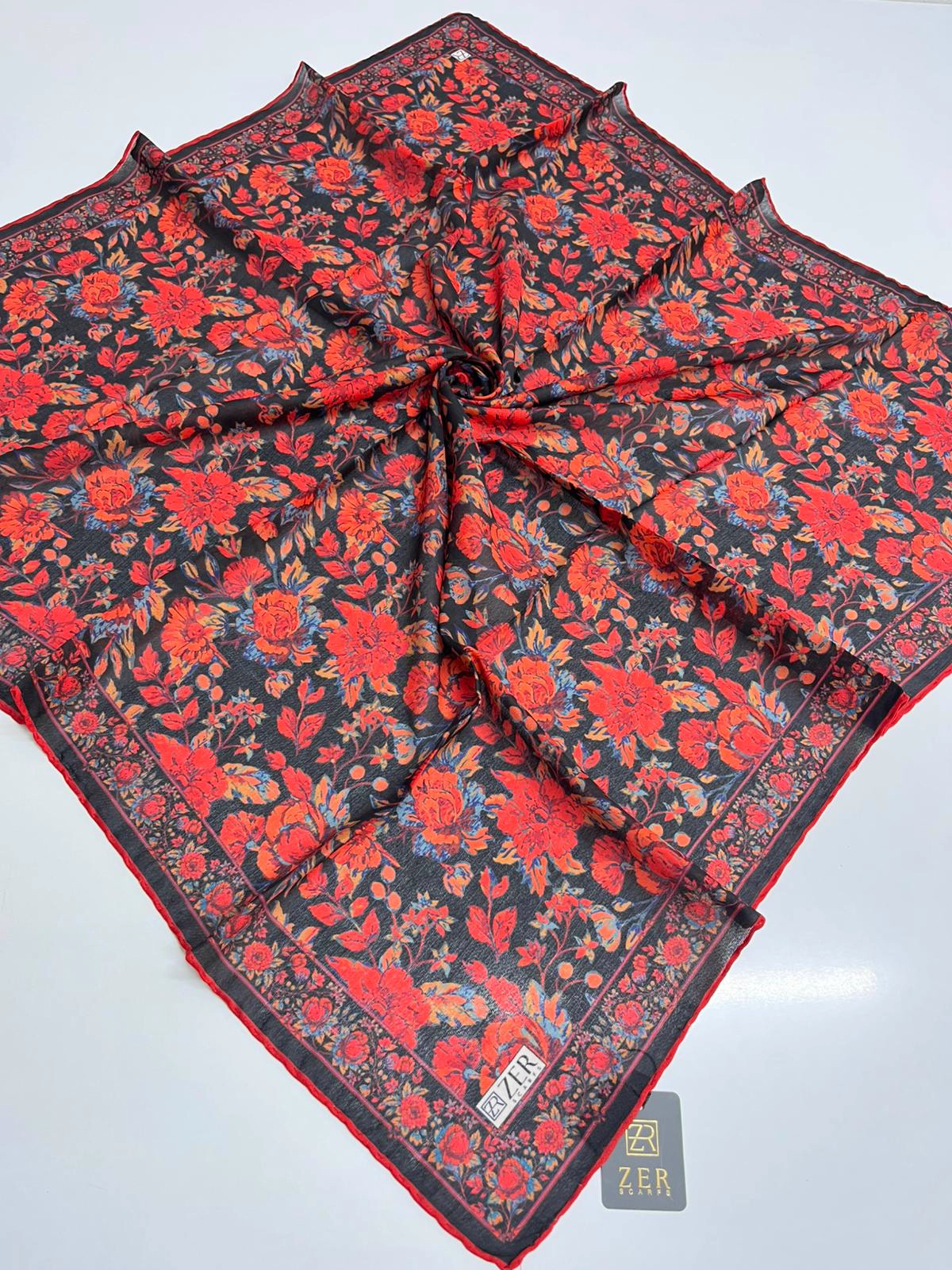 ETHNIC BLOOM DESEN EŞARP BORDO