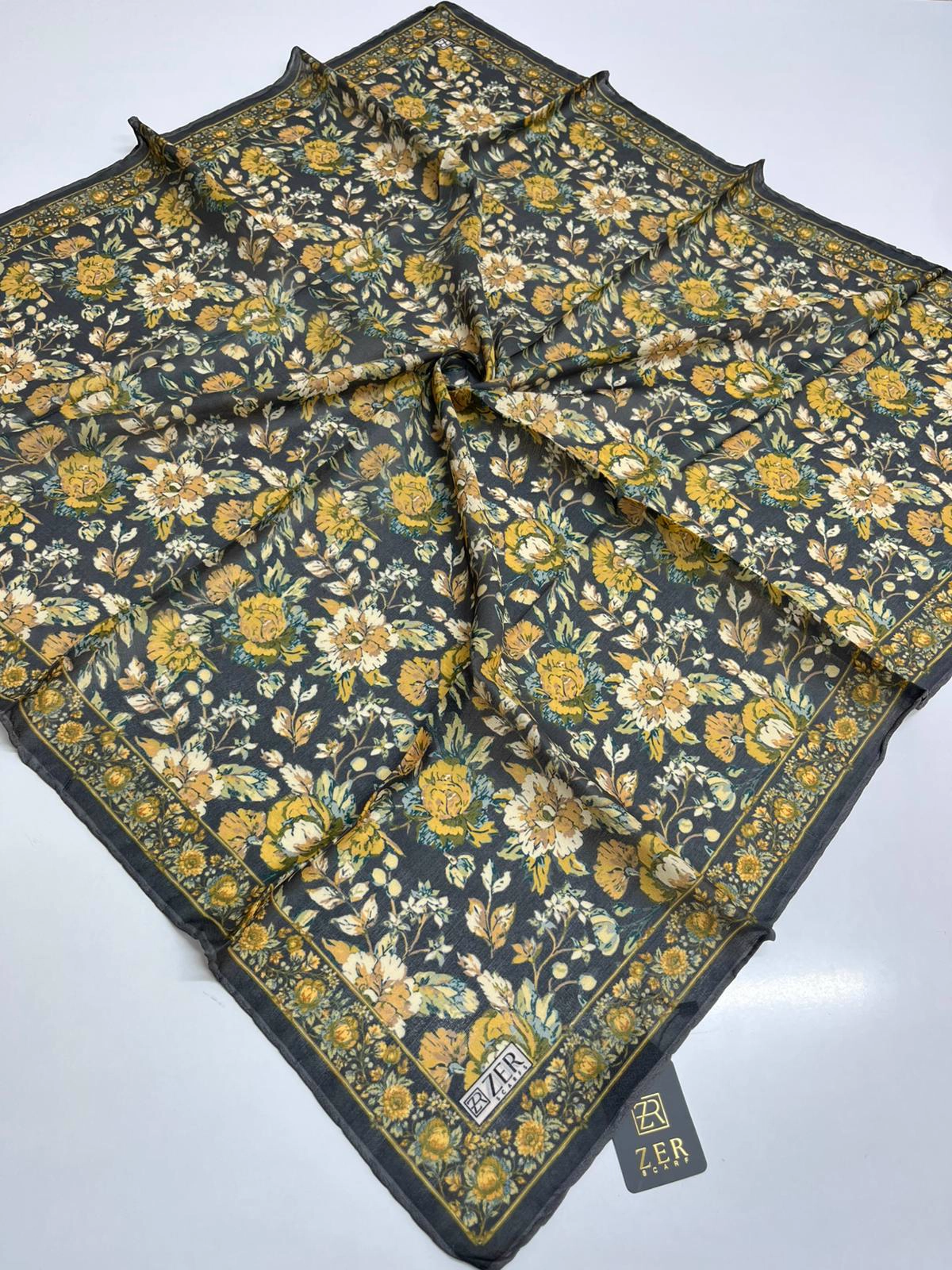ETHNIC BLOOM DESEN EŞARP HARDAL