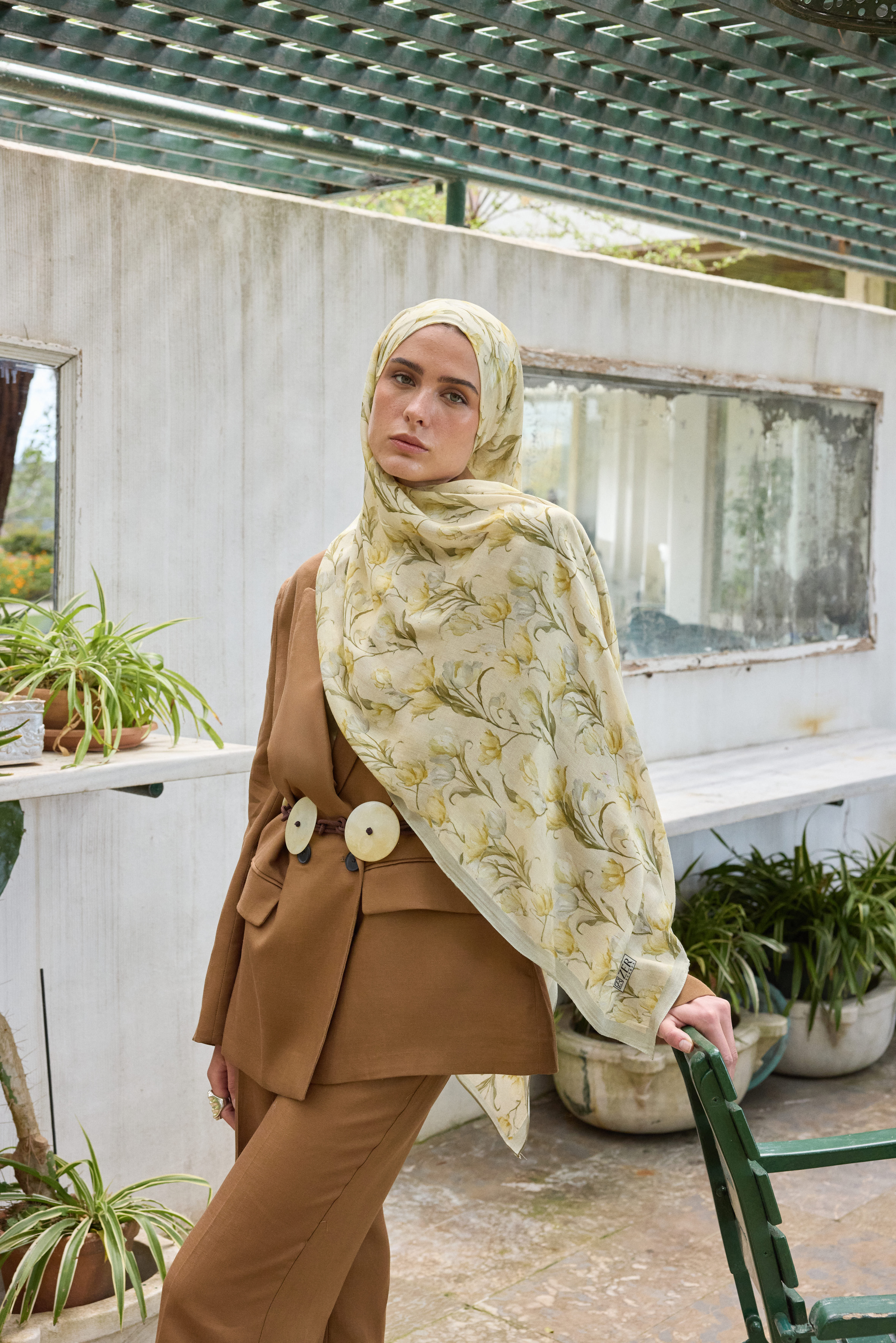 PETALİNE DESEN RAMİ ŞAL ADAÇAYI