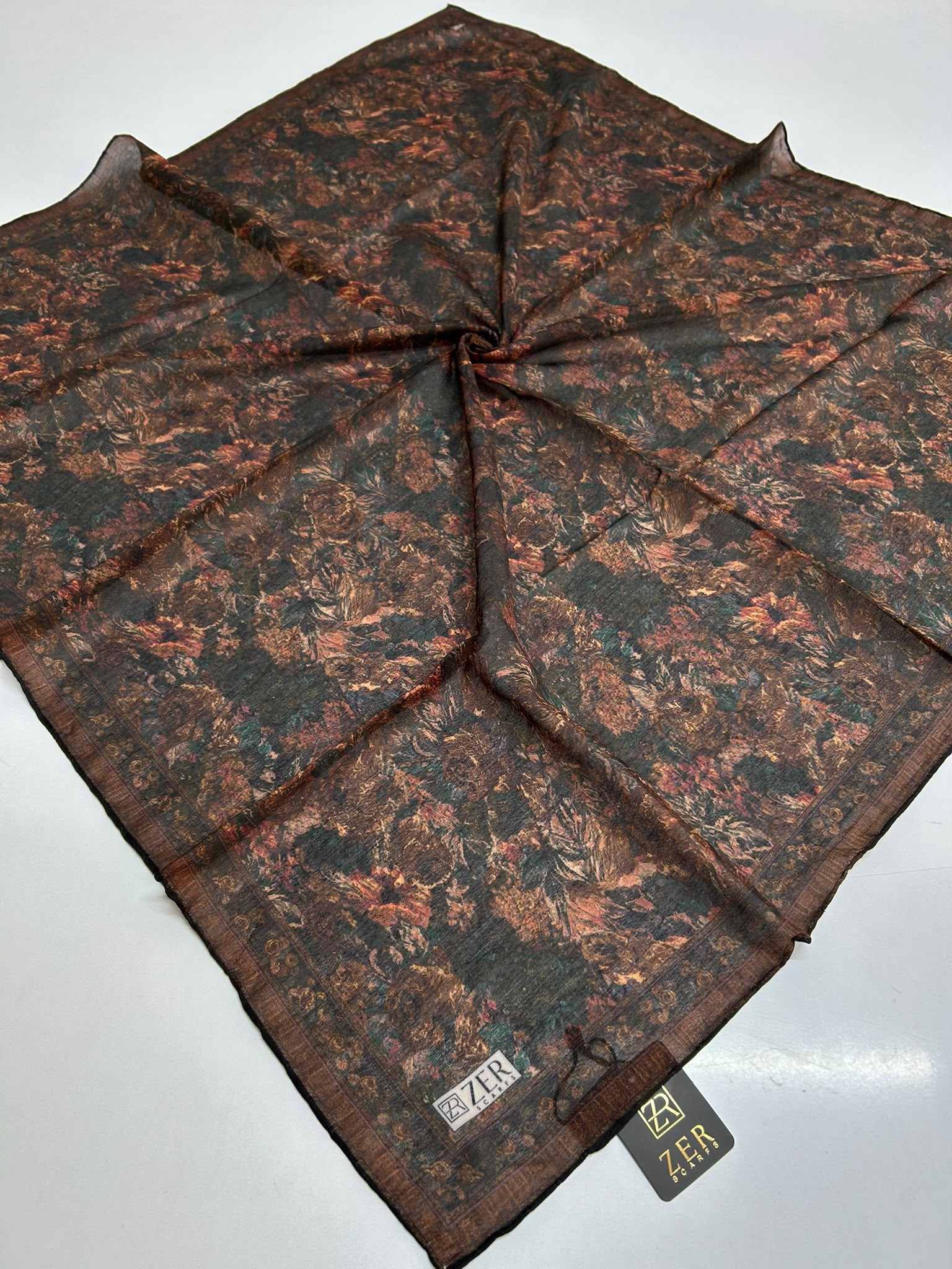 VINTAGE ROSE DESEN EŞARP ANTRASİT