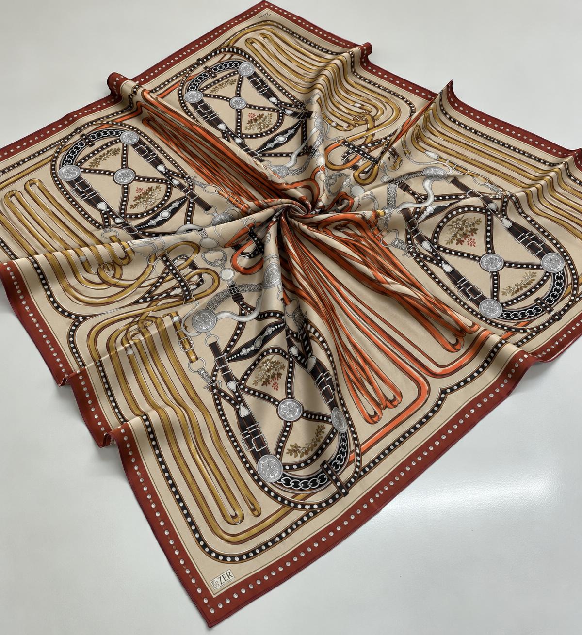 140*140 BUCKLE DESEN EŞARP/OMUZ ŞALI BORDO-KREM