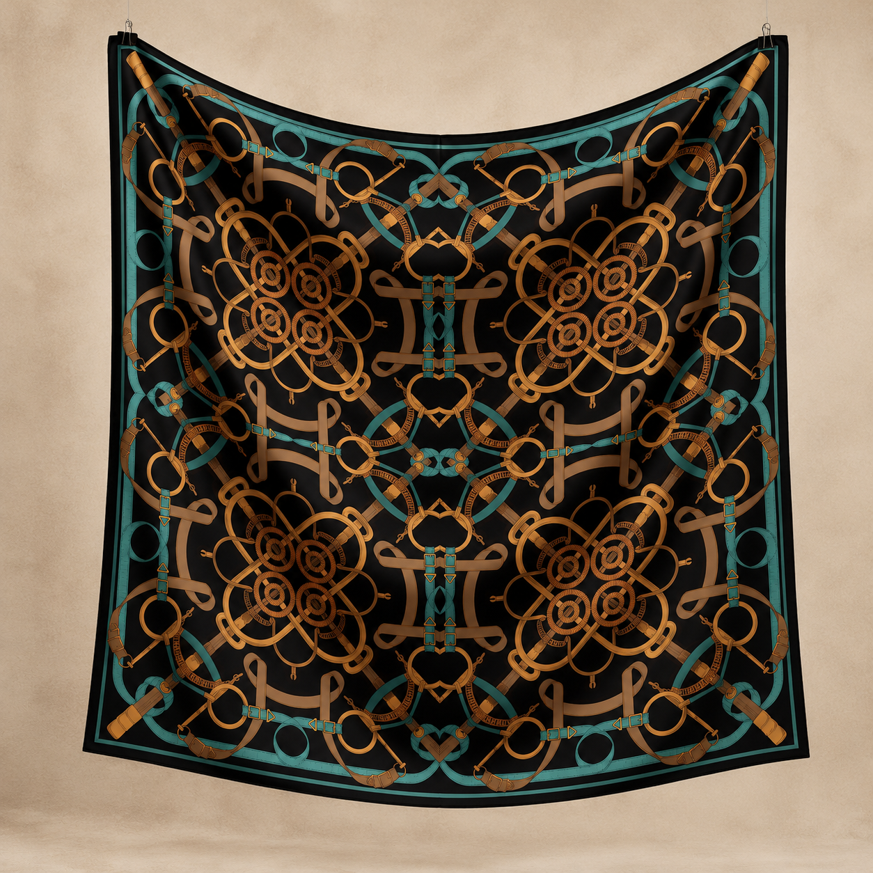 140*140 BUCKLE DESEN 3 EŞARP/OMUZ ŞALI SİYAH