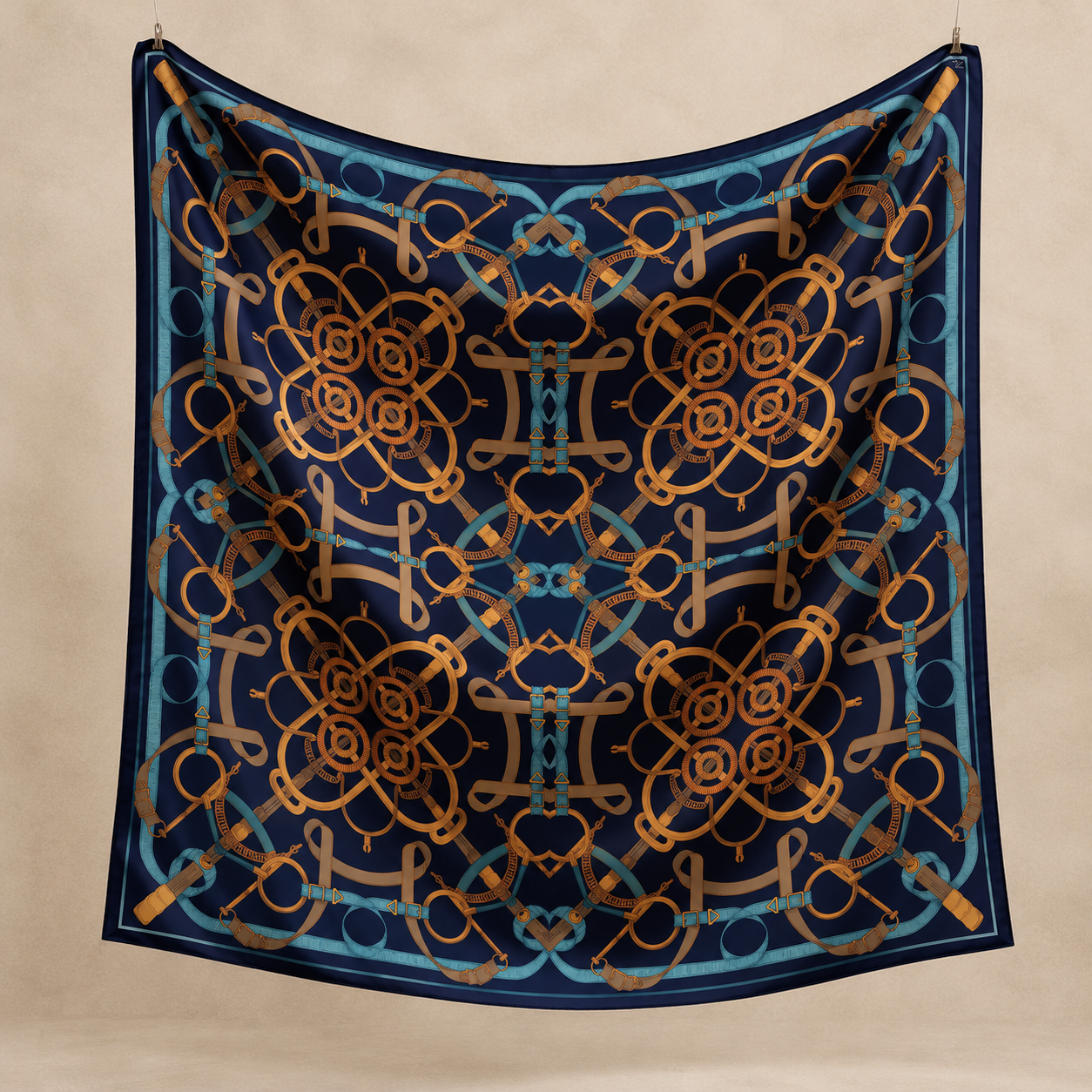 140*140 BUCKLE DESEN 3 EŞARP/OMUZ ŞALI LACİVERT