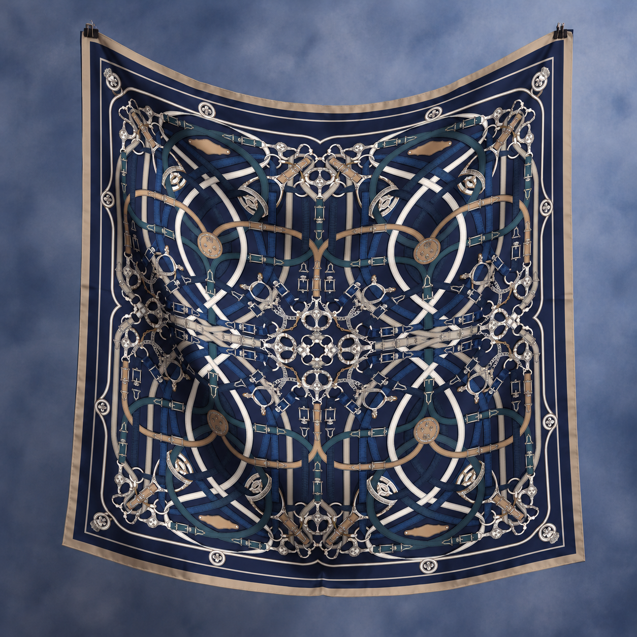 140*140 BUCKLE DESEN 4 EŞARP/OMUZ ŞALI LACİVERT