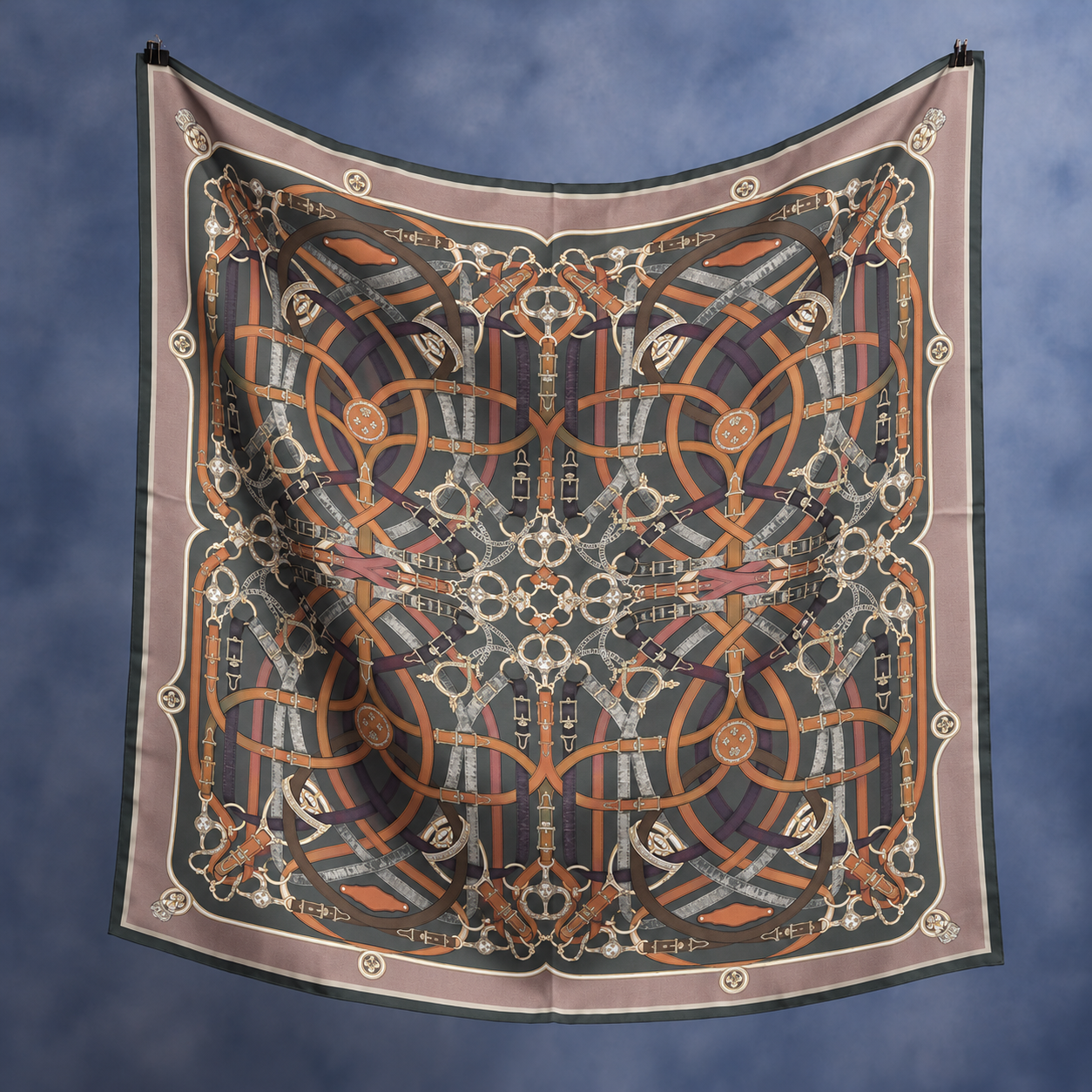 140*140 BUCKLE DESEN 4 EŞARP/OMUZ ŞALI GRİ