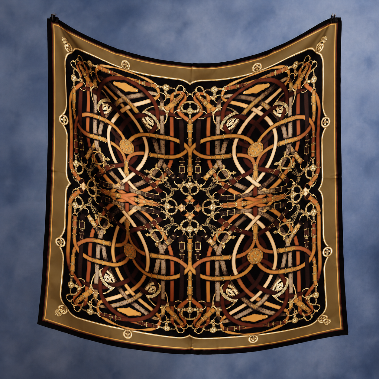 140*140 BUCKLE DESEN 4 EŞARP/OMUZ ŞALI SİYAH-VİZON